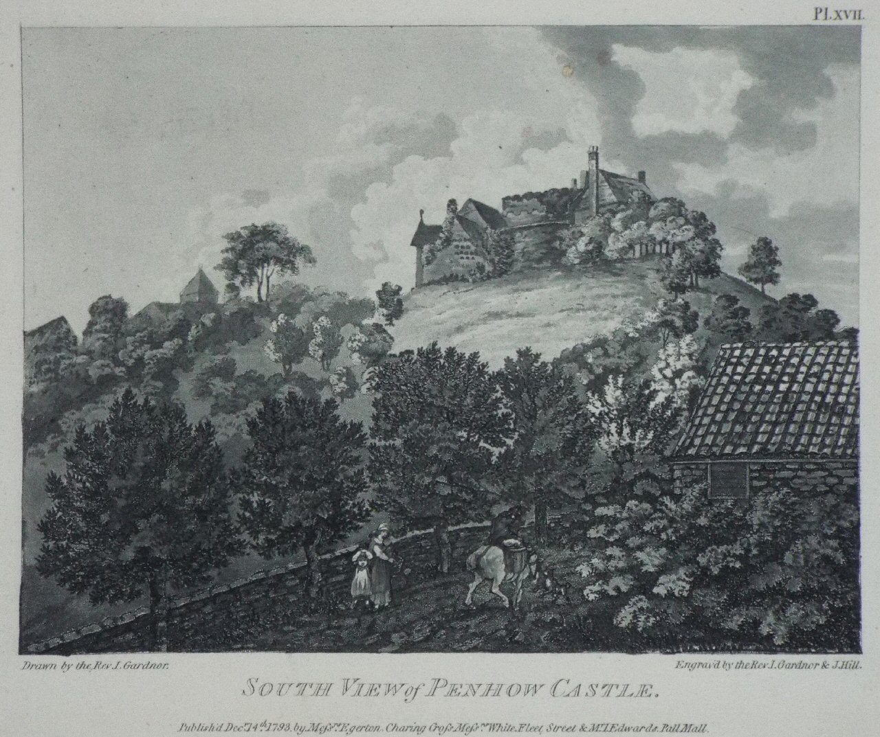 Aquatint - South View of Penhow Castle. - Gardner
